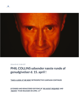PHIL COLLINS Udsender Næste Runde Af Genudgivelser D. 15. April !