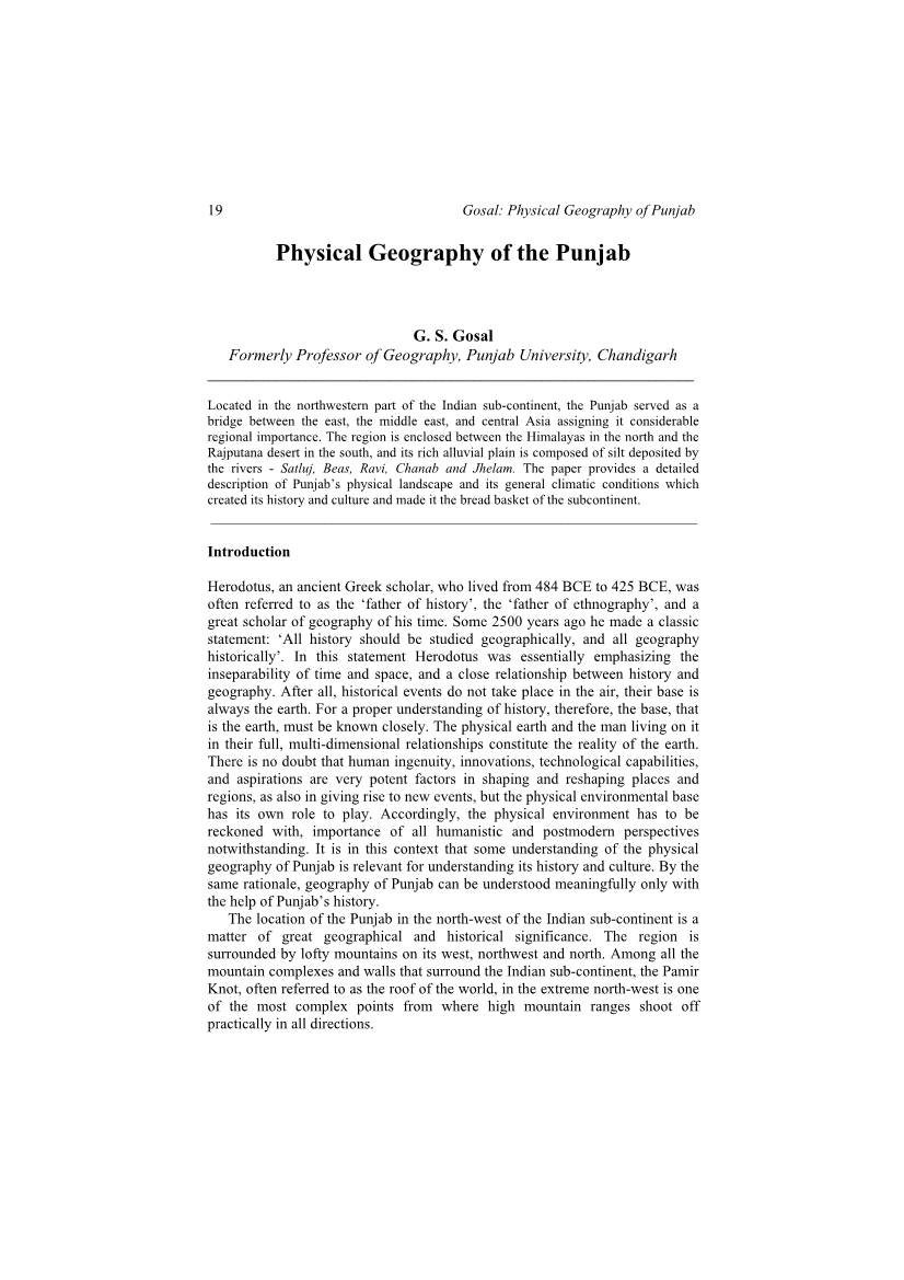 Physical Geography of the Punjab