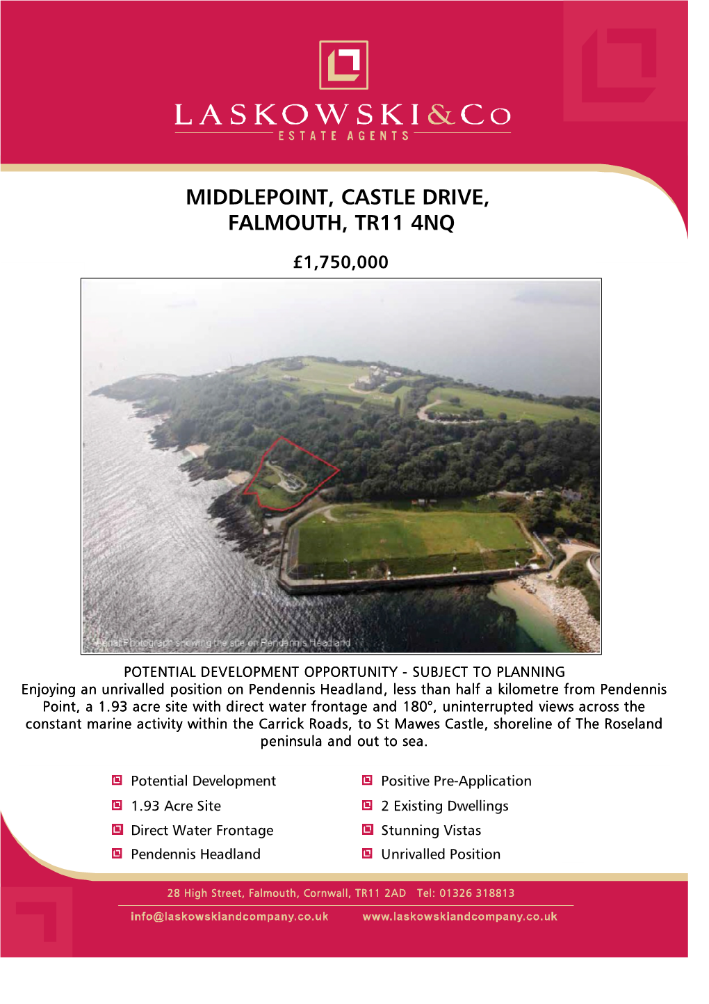 Middlepoint, Castle Drive, Falmouth, Tr11 4Nq