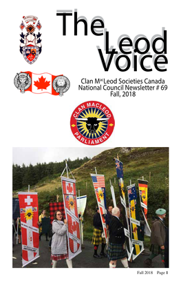 Clan Macleod Societies Canada National Council Newsletter # 69 Fall, 2018