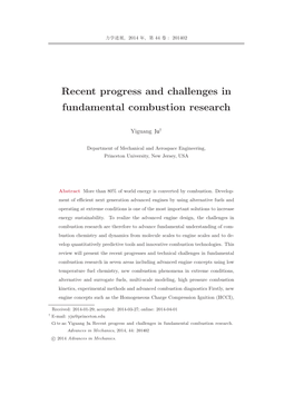 Recent Progress and Challenges in Fundamental Combustion Research