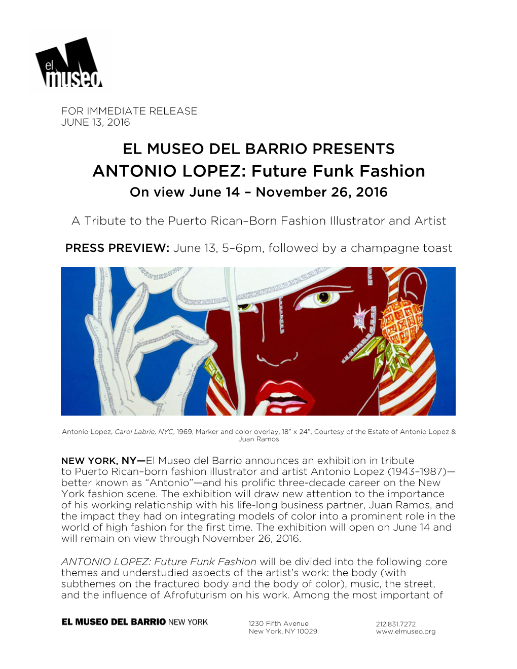 ANTONIO LOPEZ: Future Funk Fashion on View June 14 – November 26, 2016
