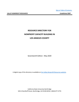 Resource Directory for Nonprofit Capacity Building in Los Angeles County