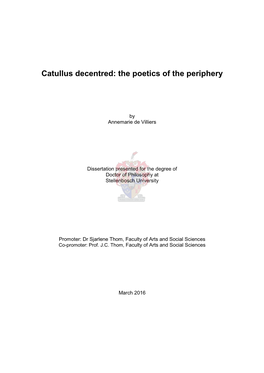 Catullus Decentred: the Poetics of the Periphery