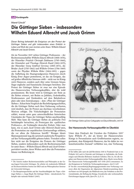 Die Göttinger Sieben – Insbesondere Wilhelm Eduard Albrecht Und Jacob Grimm