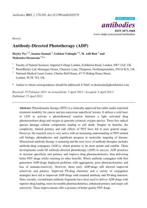 Antibody-Directed Phototherapy (ADP)