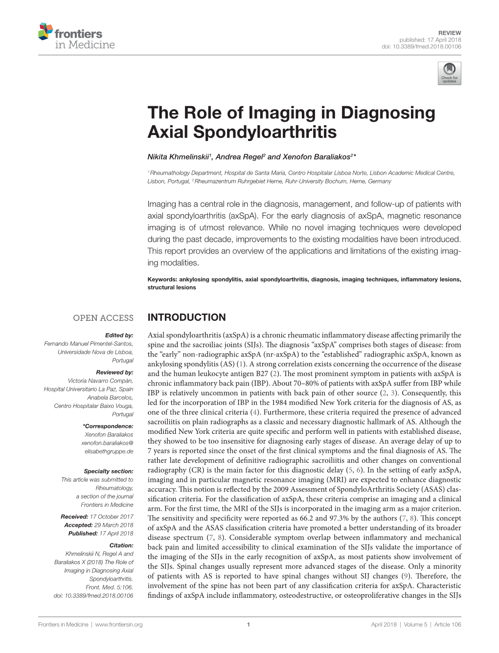 The Role of Imaging in Diagnosing Axial Spondyloarthritis