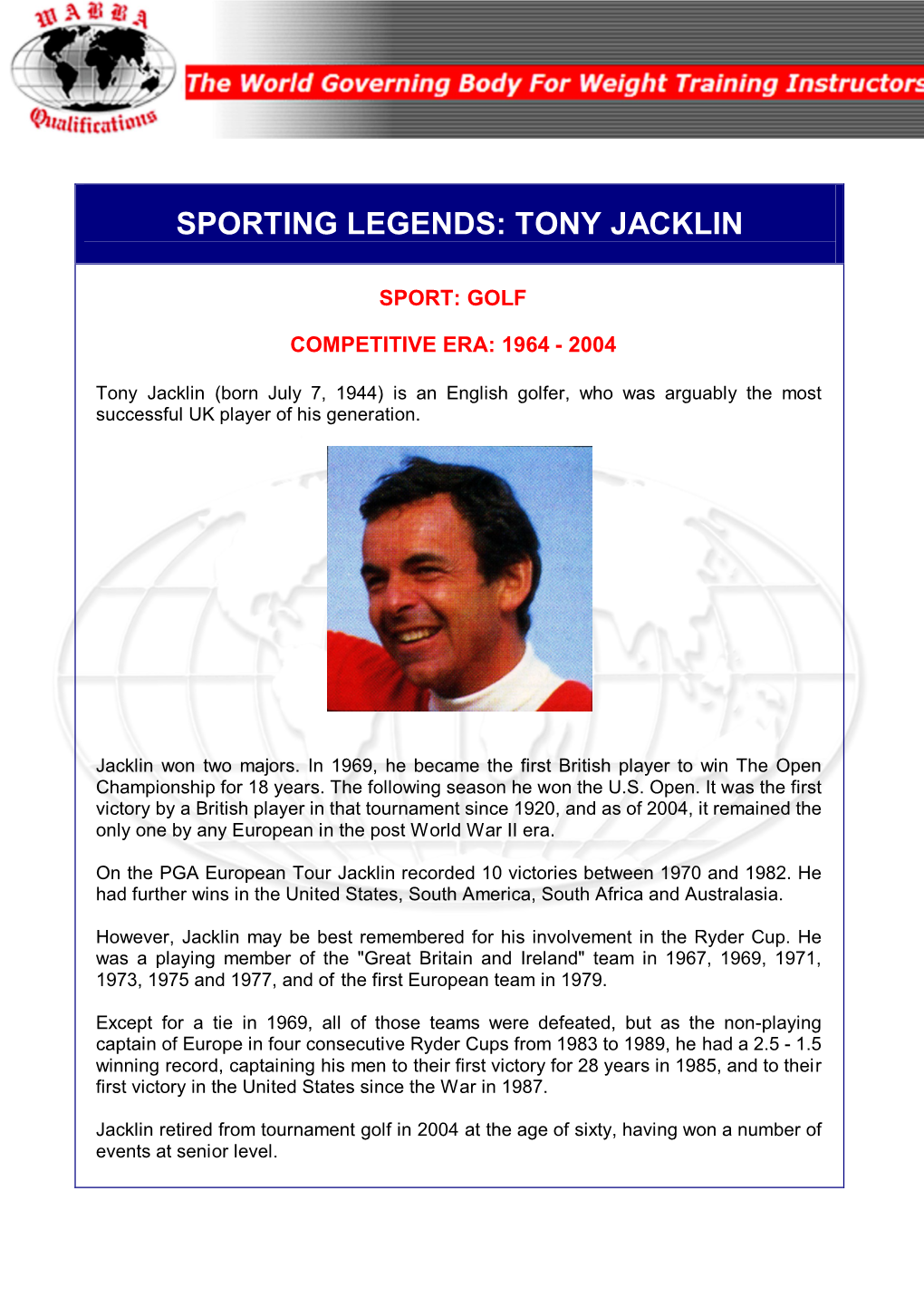 Sporting Legends: Tony Jacklin