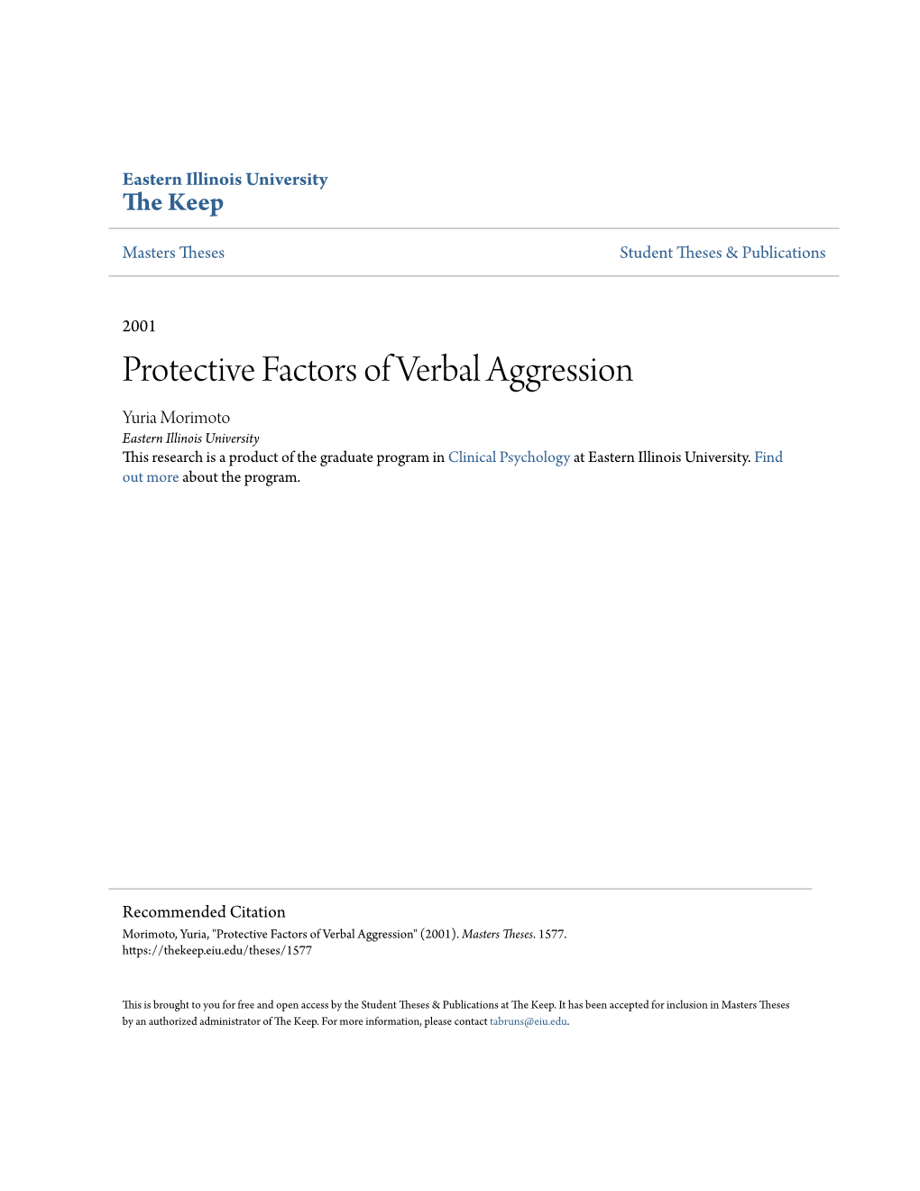 Protective Factors of Verbal Aggression