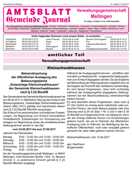 Verwaltungsgemeinschaft Mellingen Gemeinde Journal 19