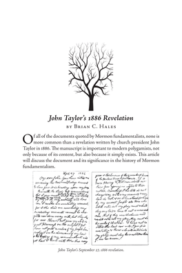 John Taylor's 1886 Revelation