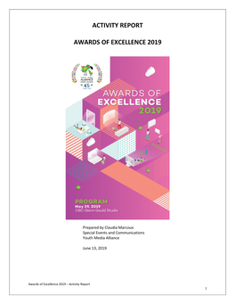 Activity Report Awards of Excellence 2019