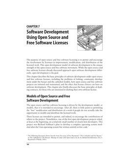 Software Development Using Open Source and Free Software Licenses