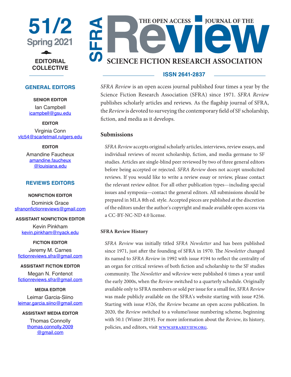 FICTION RESEARCH ASSOCIATION COLLECTIVE Review ISSN 2641-2837