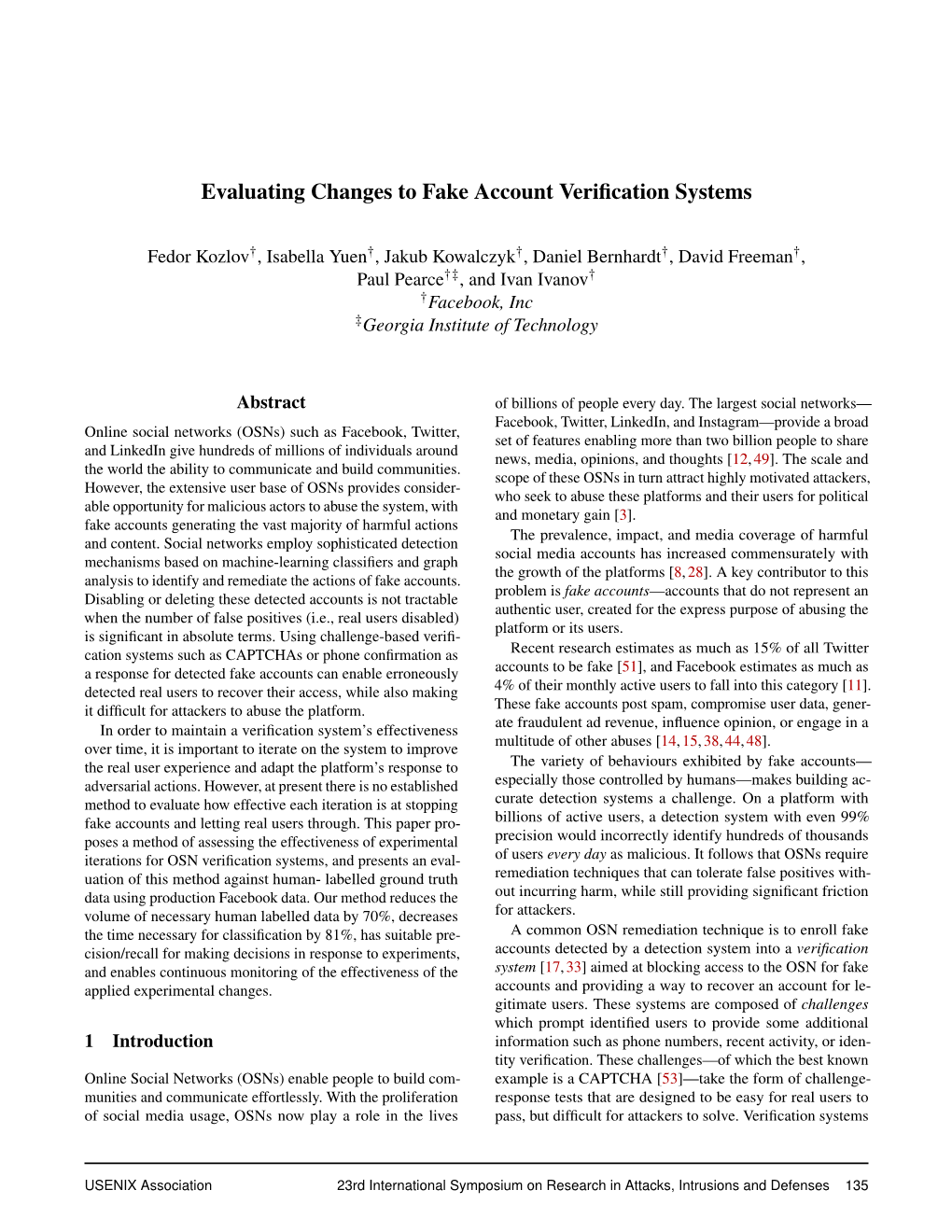 Evaluating Changes to Fake Account Verification Systems