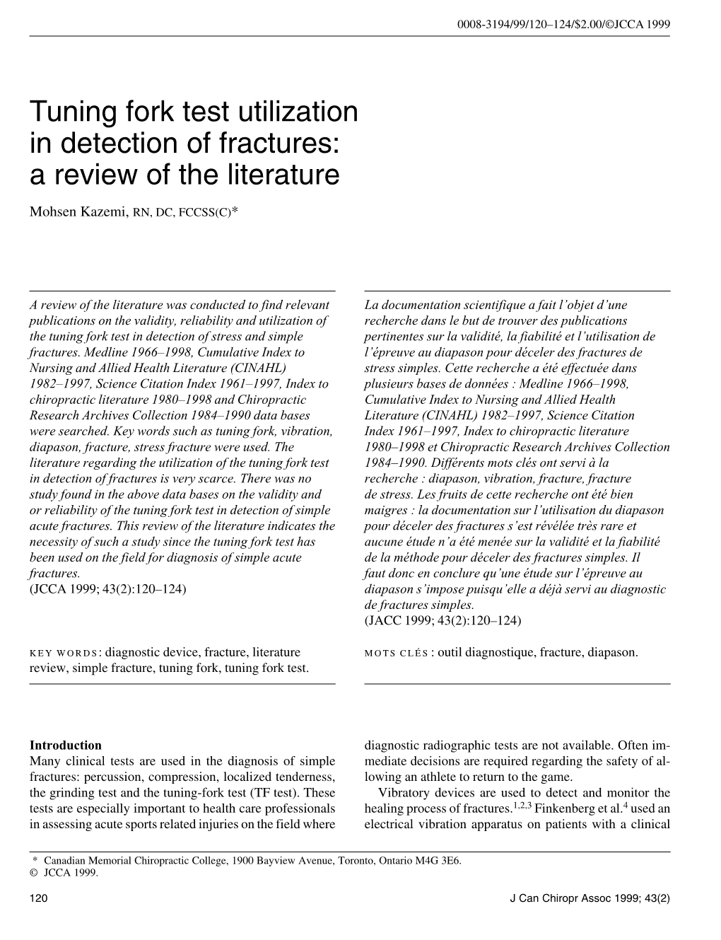 Tuning Fork Test Utilization in Detection of Fractures: a Review of the Literature