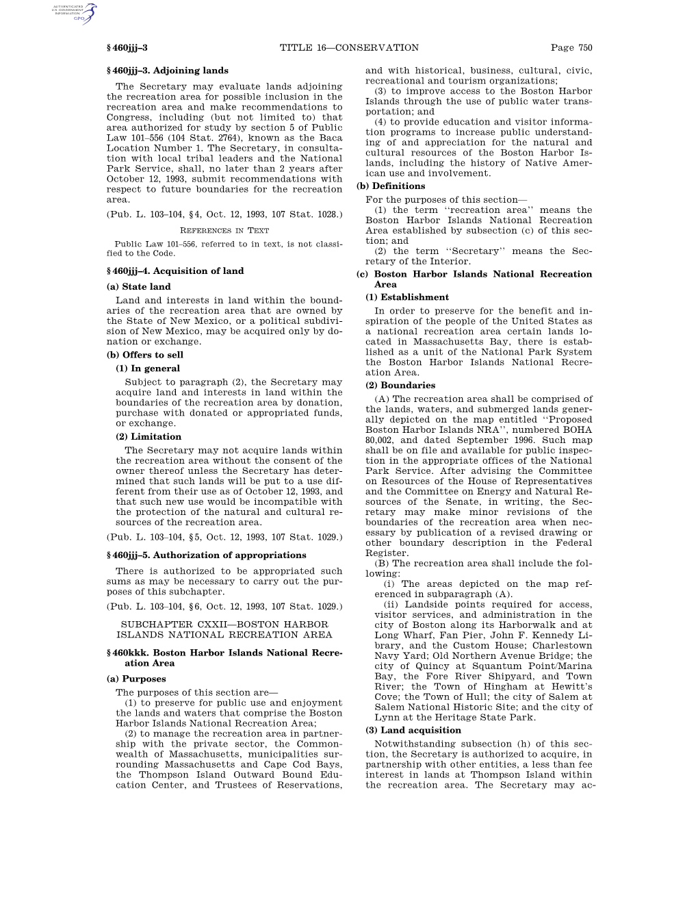 Page 750 TITLE 16—CONSERVATION § 460Jjj–3