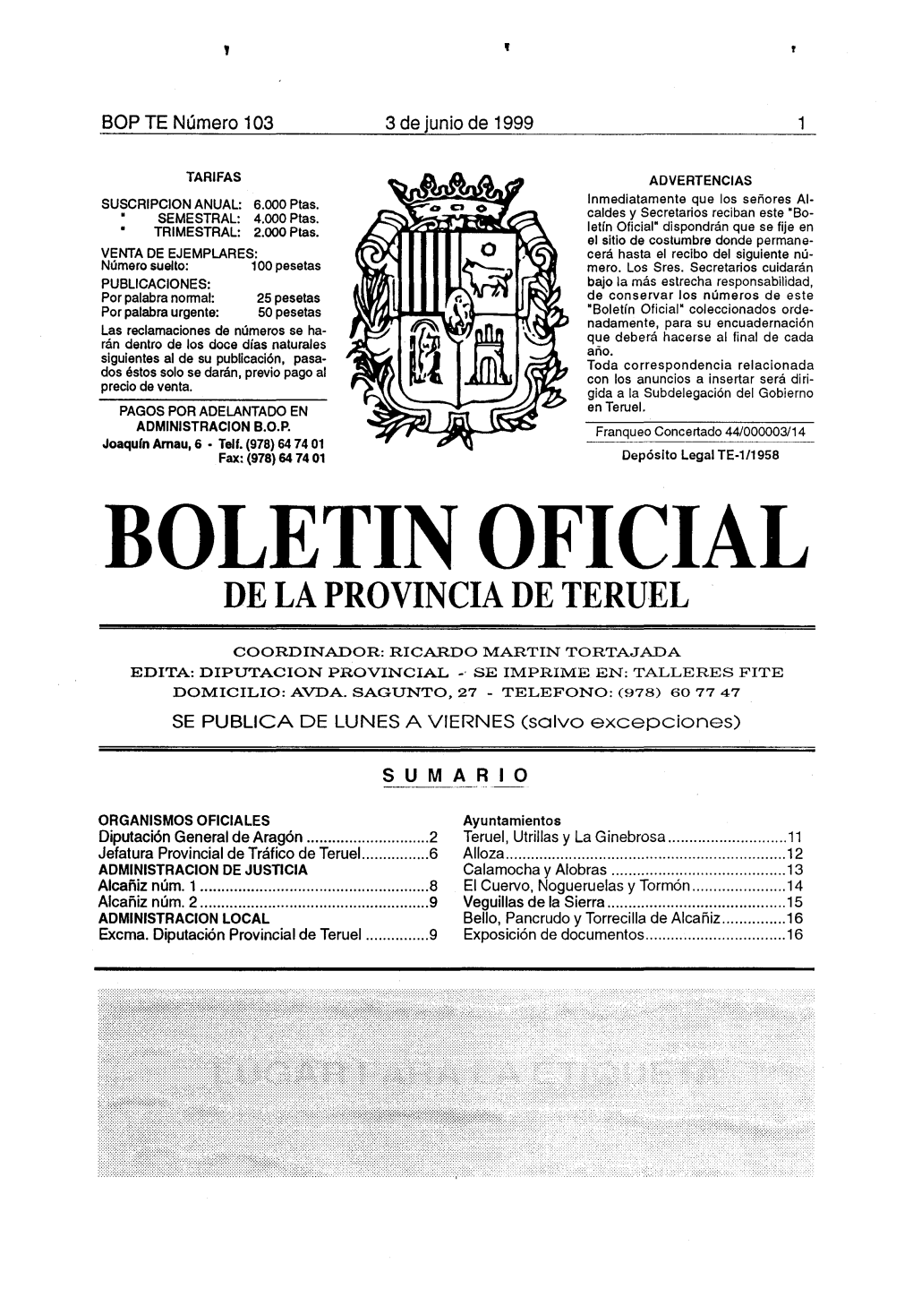 Bo in Oficia De La Provincia De Teruel