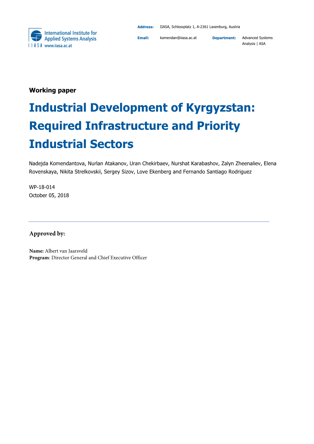 Industrial Development of Kyrgyzstan: Required Infrastructure and Priority Industrial Sectors