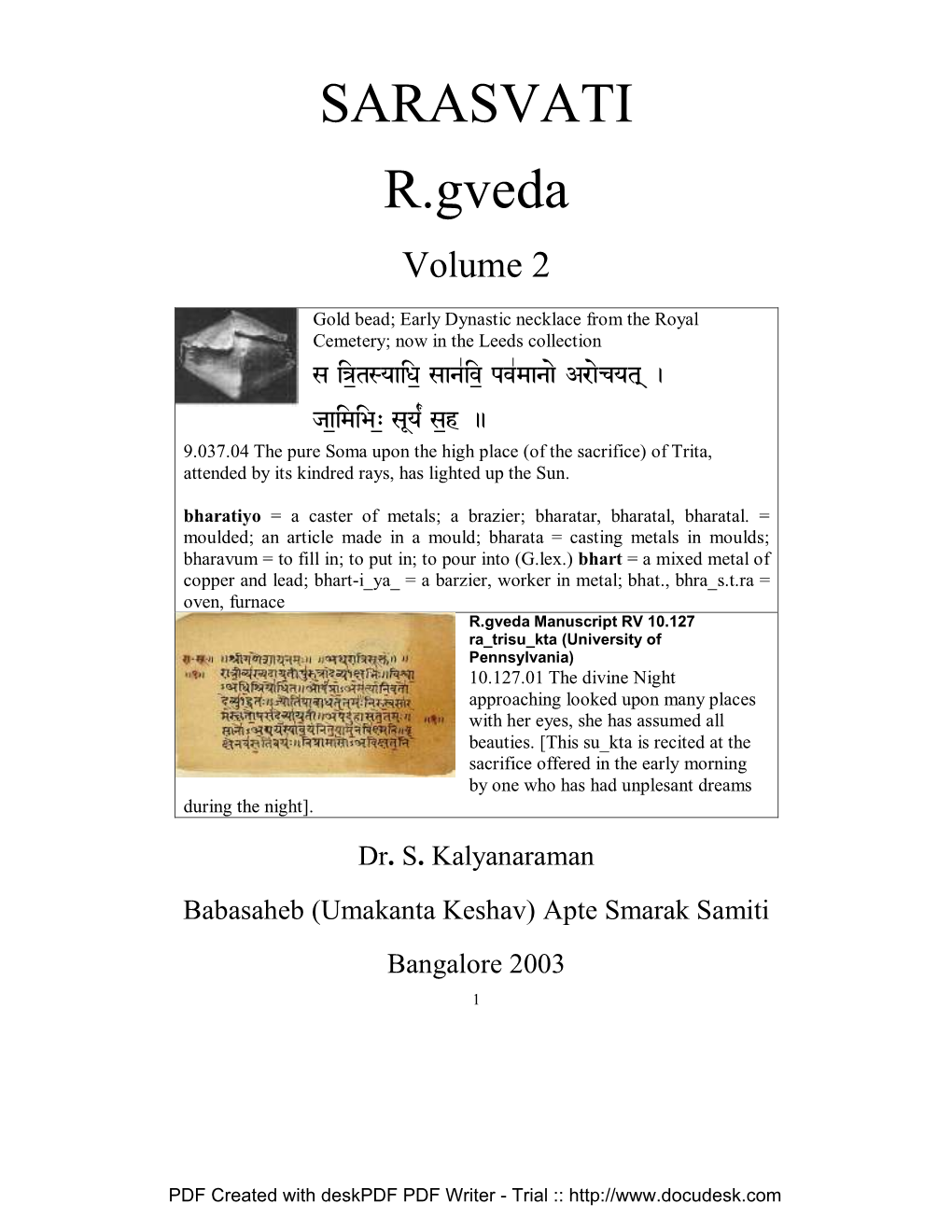 SARASVATI R.Gveda Volume 2