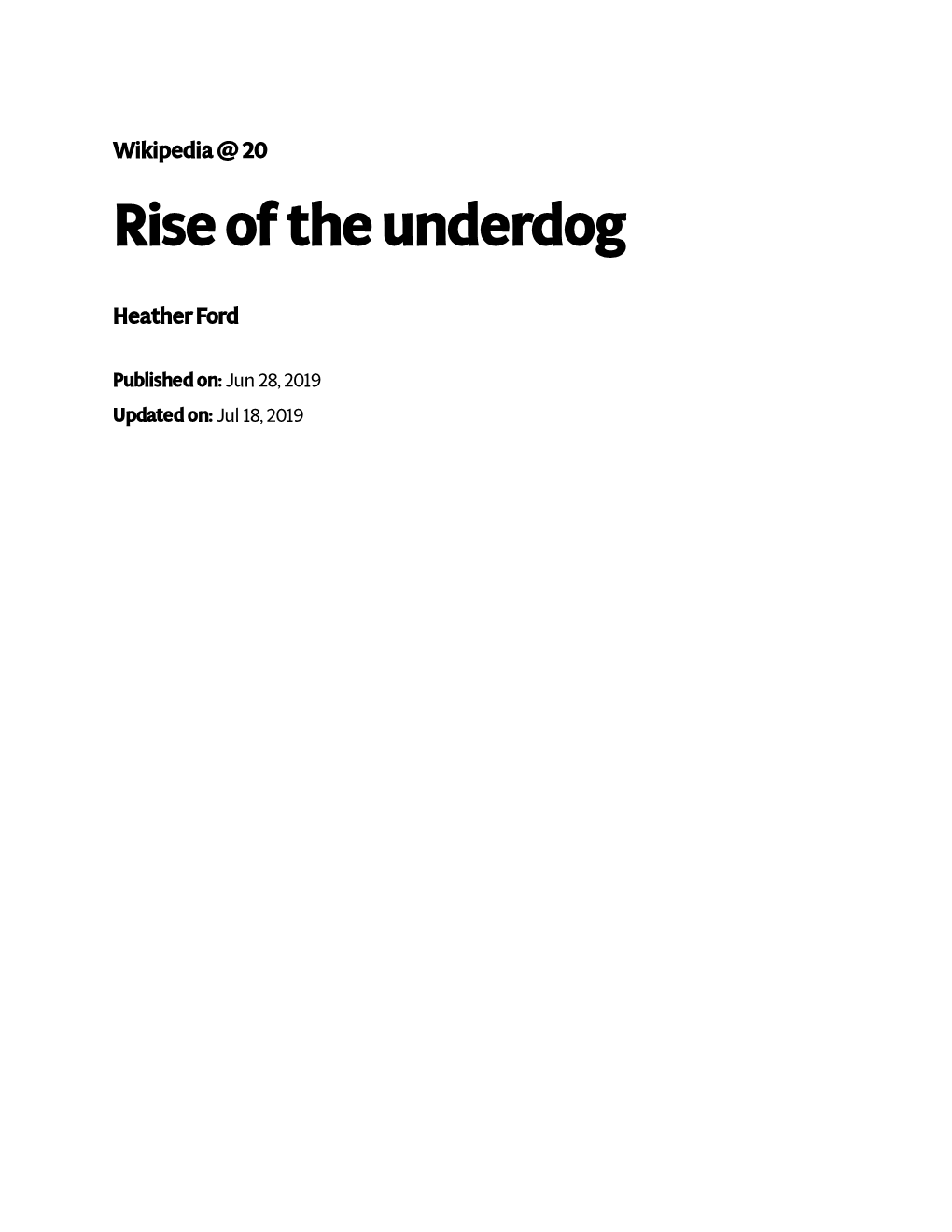 Rise of the Underdog