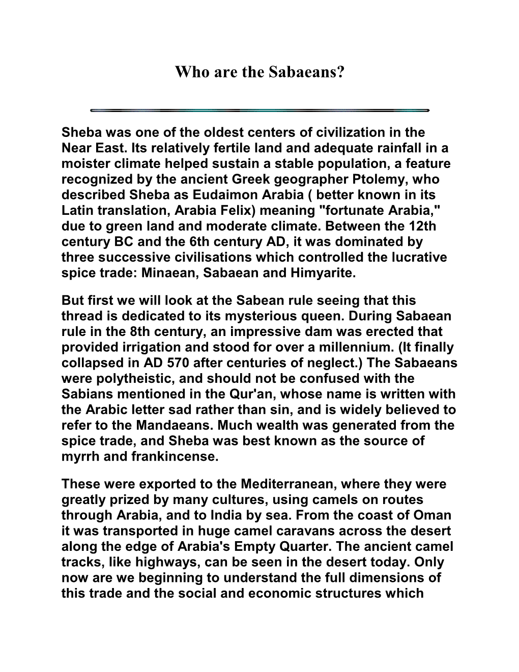 Who Are the Sabaeans?