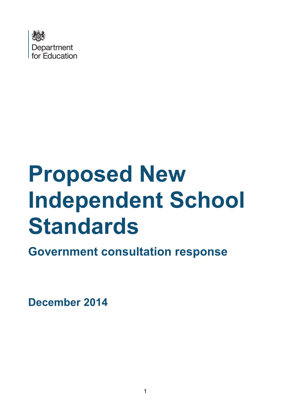 Proposed New Independent School Standards Government Consultation Response