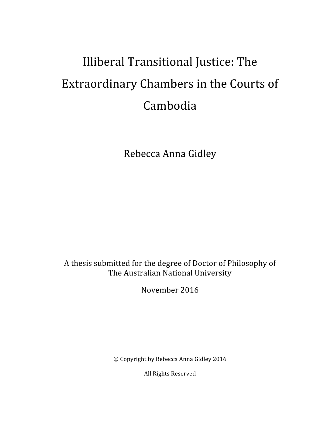 Illiberal Transitional Justice: the Extraordinary Chambers in the Courts of Cambodia