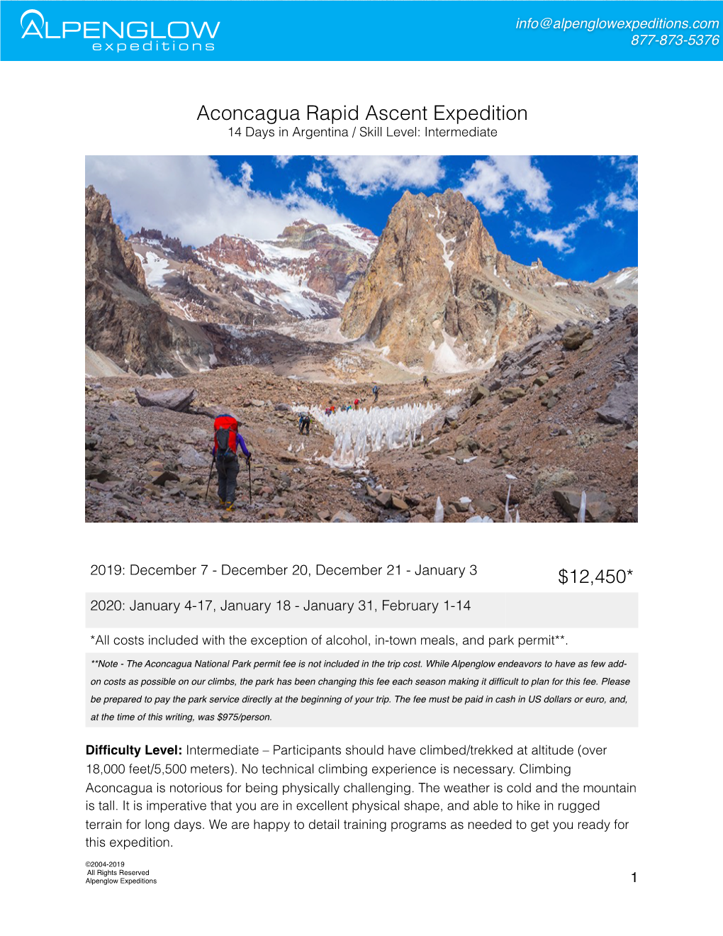 Aconcagua Rapid Ascent Expedition 14 Days in Argentina / Skill Level: Intermediate