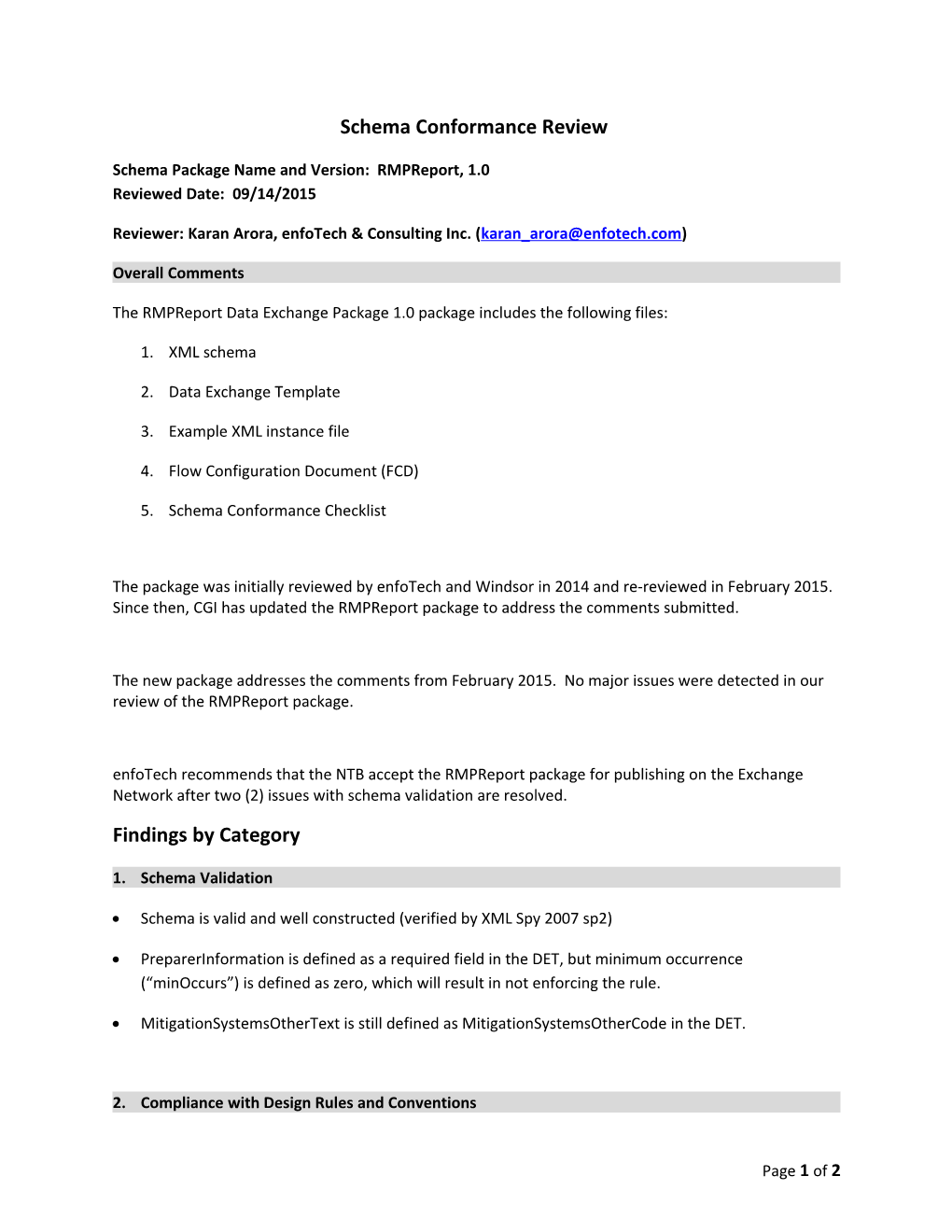 Schema Conformance Review