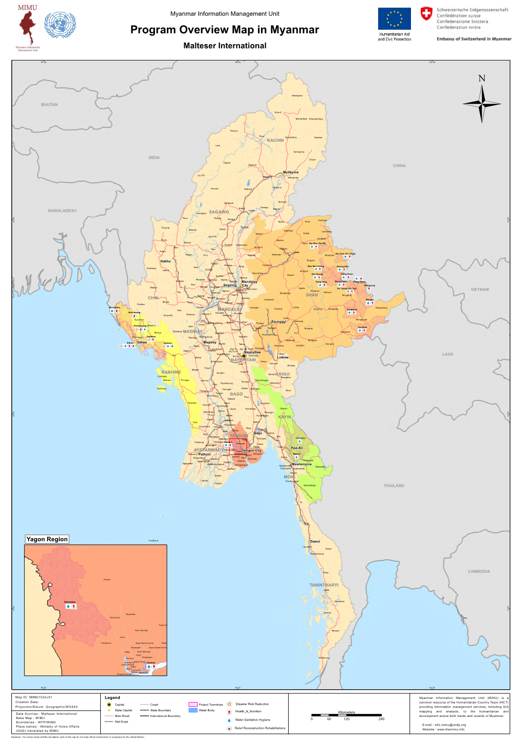 Program Overview Map in Myanmar Malteser International