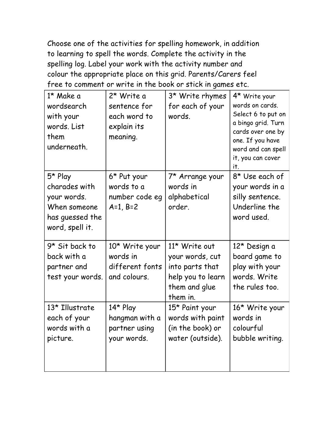 * Make a Wordsearch with Your Words