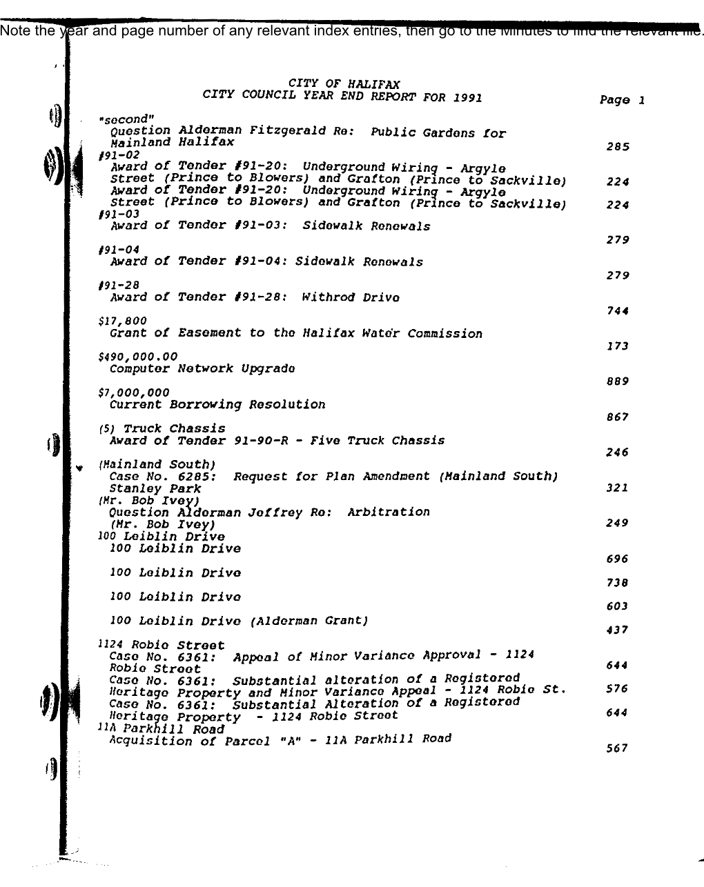 Note the Year and Page Number of Any Relevant Index Entries, Then Go to the Minutes to Find the Relevant File