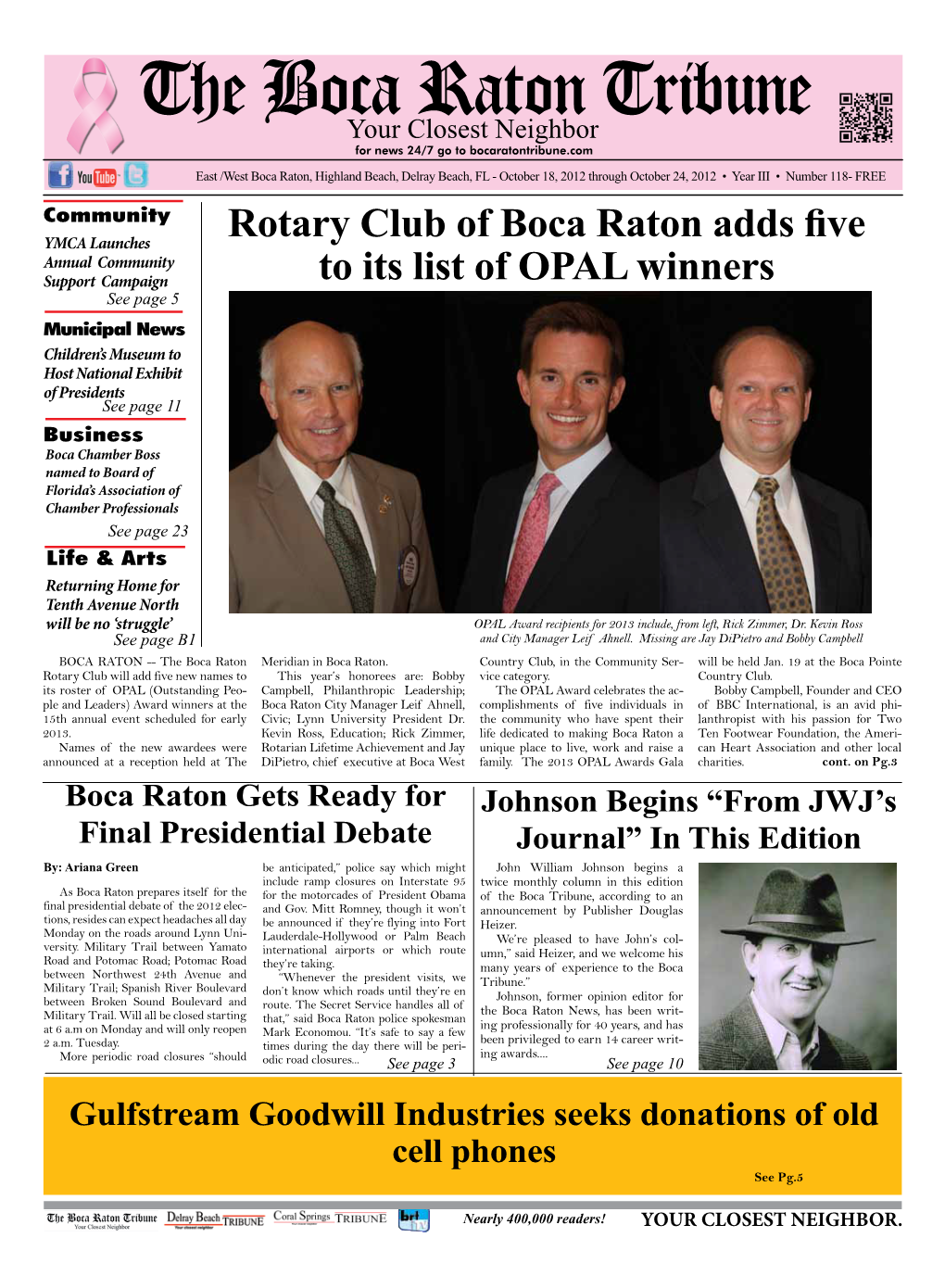 Rotary Club of Boca Raton Adds Five to Its List of OPAL Winners Continued from Pg