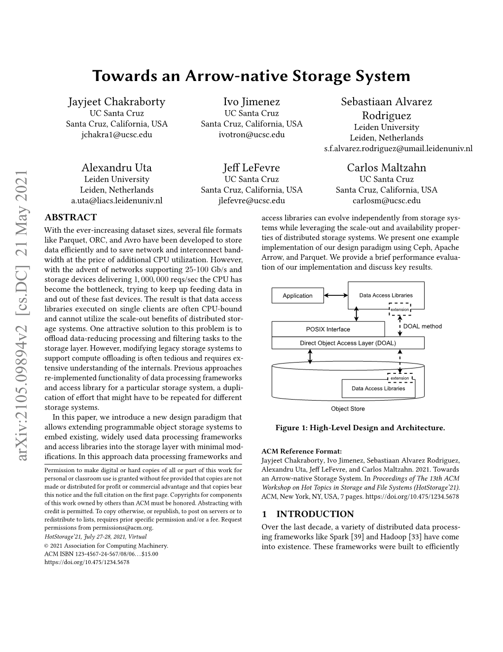 Towards an Arrow-Native Storage System