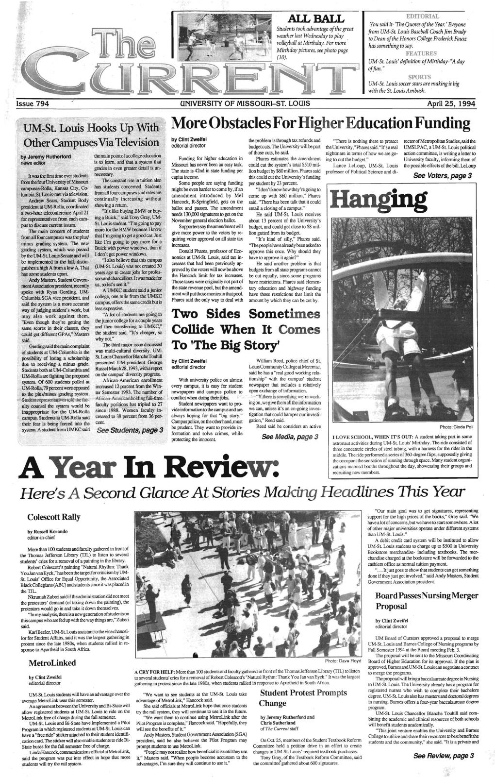 April 25, 1994 More Obstacles for Higher Education Funding