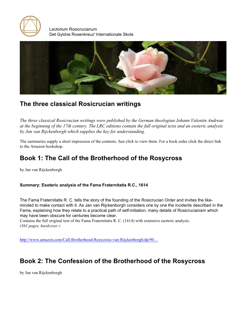 The Call of the Brotherhood of the Rosycross Book 2