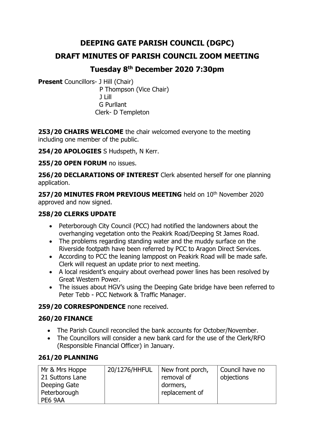 Deeping Gate Parish Council (Dgpc) Draft Minutes Of