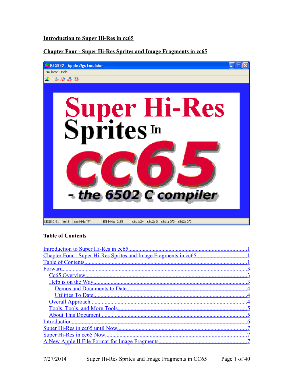 Apple II Super Hi-Res Sprites and Image Fragments in CC65