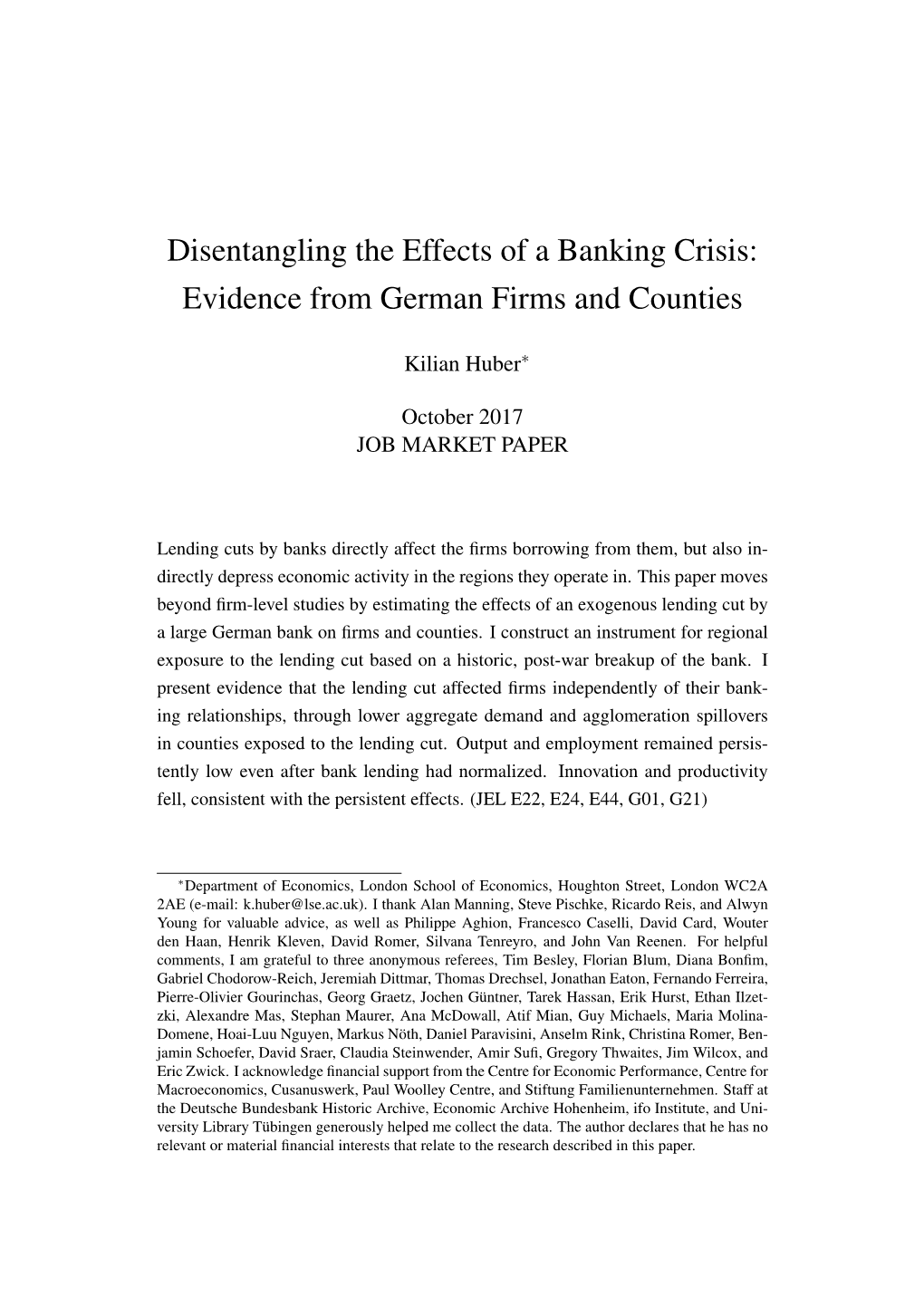 Disentangling the Effects of a Banking Crisis: Evidence from German Firms and Counties