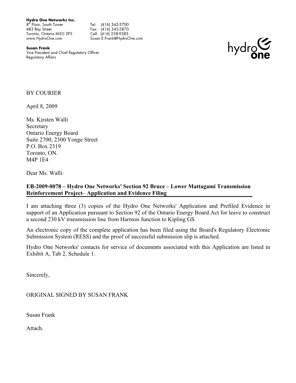 H1N Trans Letter Re Appln Filing