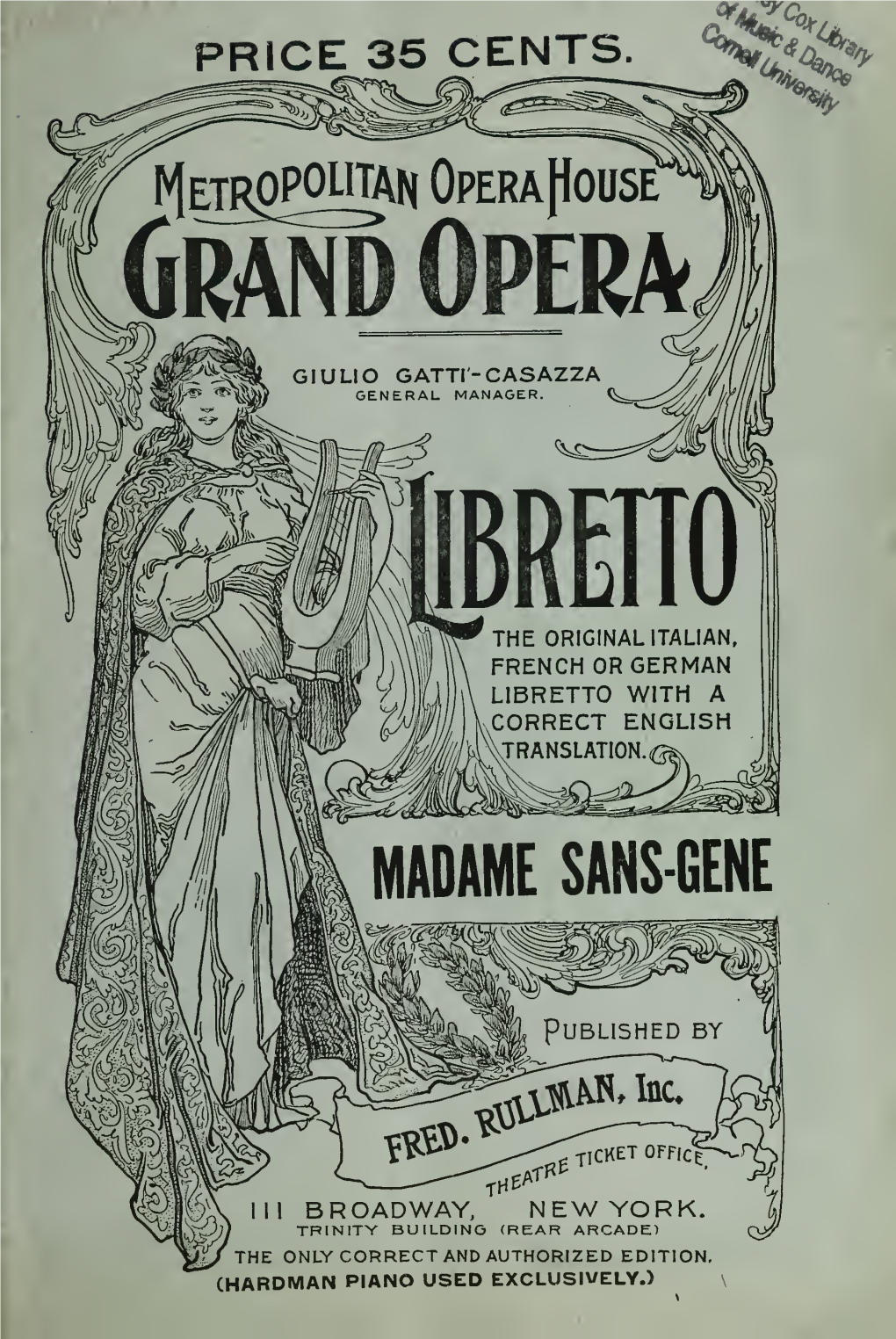 Madame Sans-Gêne : an Opera in Four Acts