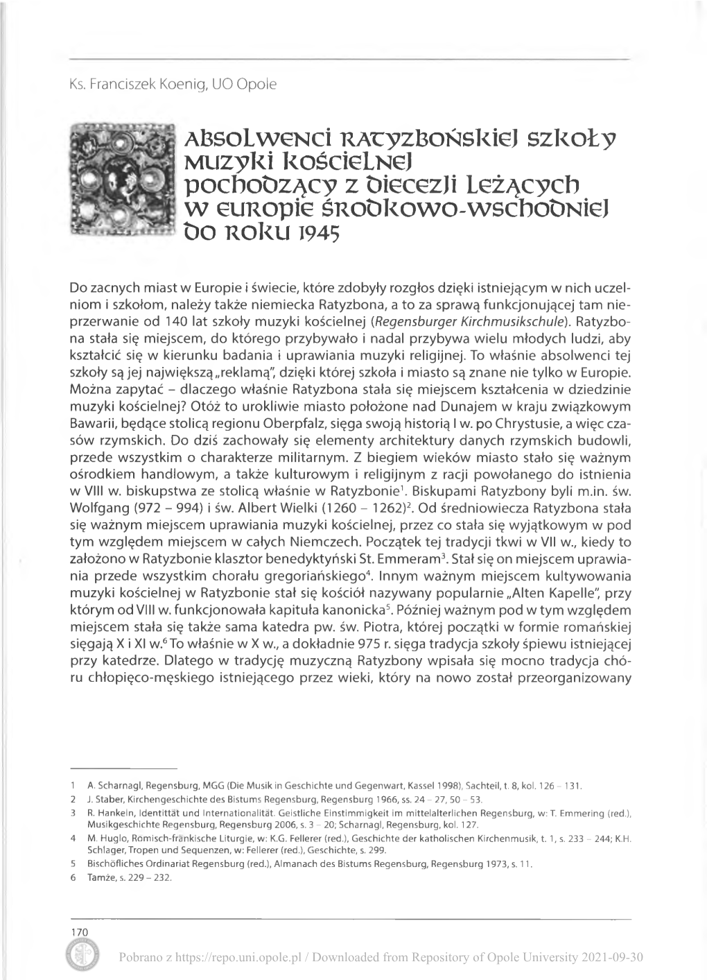 Absolwenci Racyzkońskiej Szkoły Muzyki Kościelnd Pocbotjz^Cy Z Diecezji Leżącycb W Eimopie Śrot>Kowo-Wscbot)Niej T)O Roku 1945