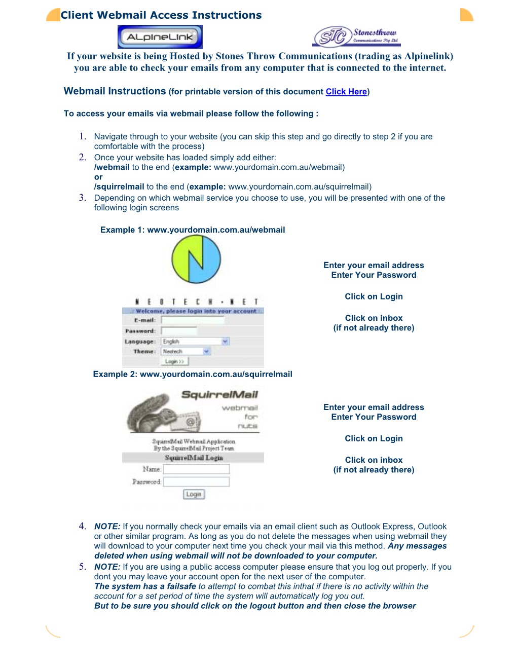 Client Webmail Access Instructions If Your Website Is Being