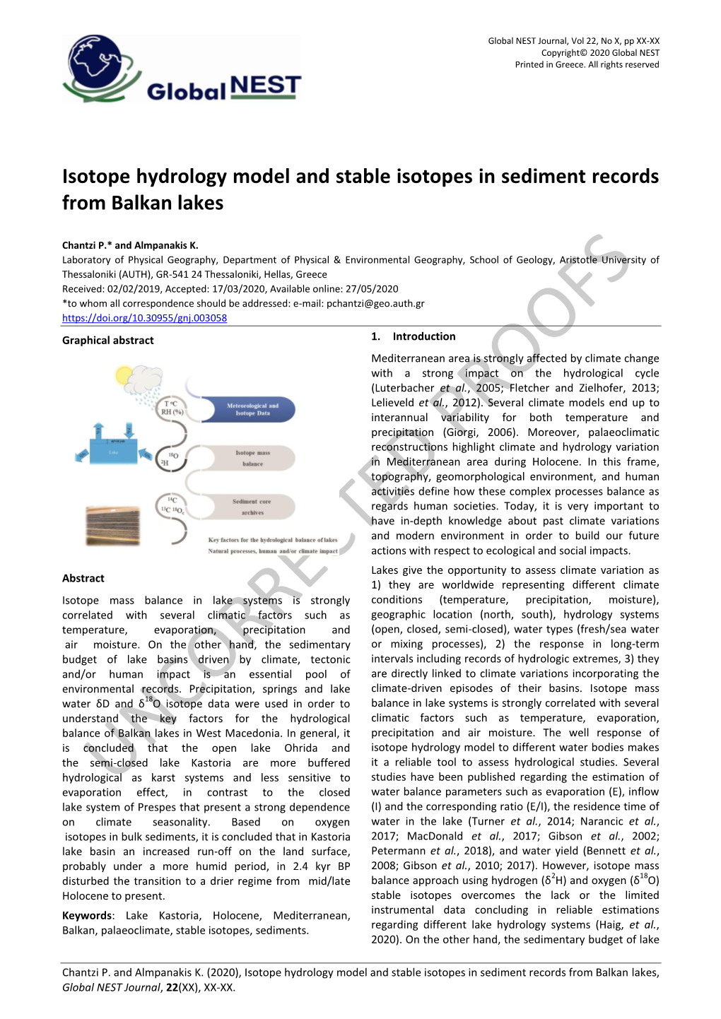 Isotope Hydrology Model and Stable Isotopes in Sediment Records from Balkan Lakes