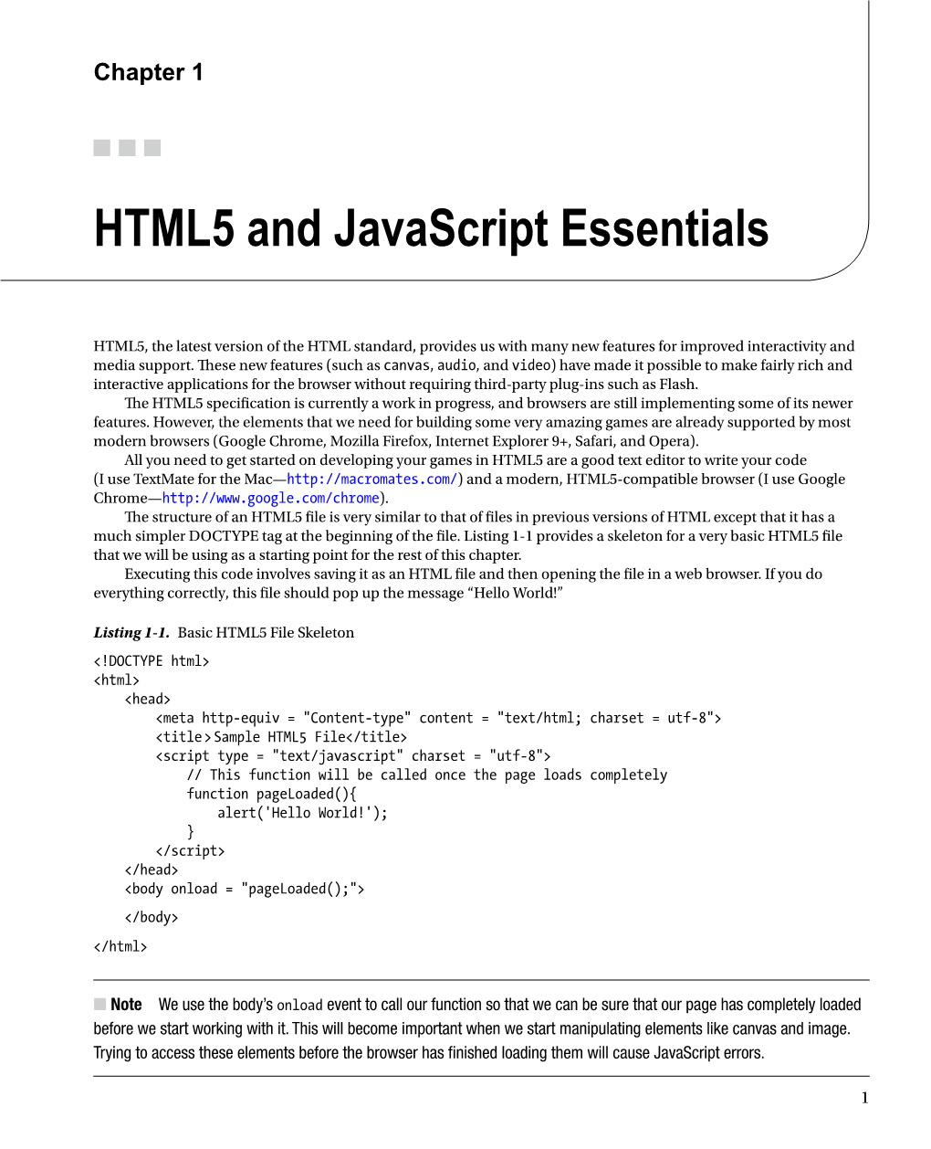 HTML5 and Javascript Essentials