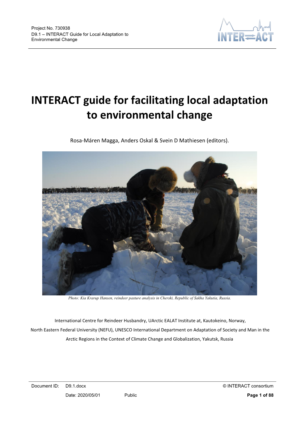 INTERACT Guide for Facilitating Local Adaptation to Environmental Change
