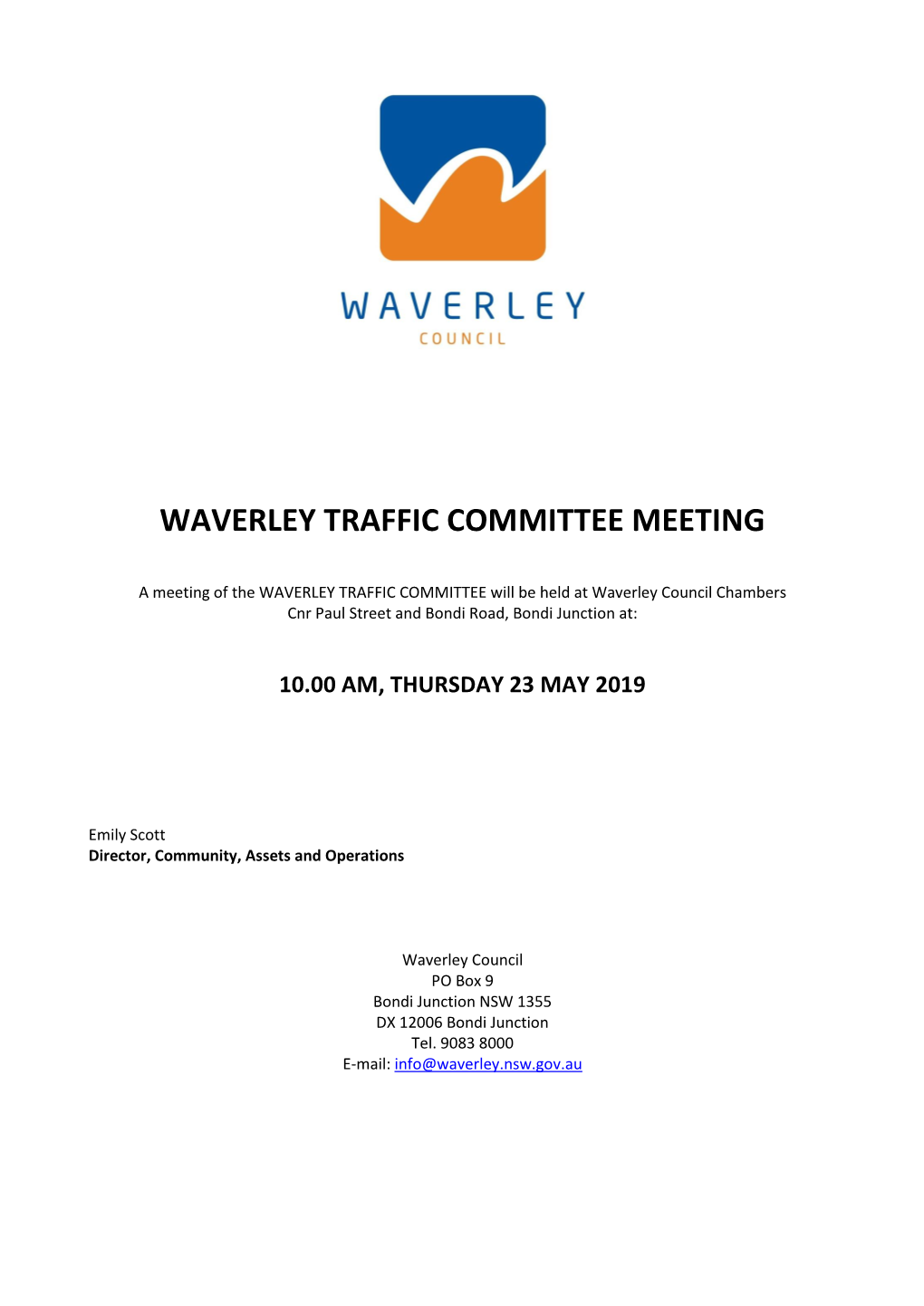 Agenda of Waverley Traffic Committee