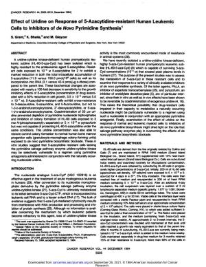 Effect of Uridine on Response of 5-Azacytidine-Resistant Human Leukemic Cells to Inhibitors of De Novo Pyrimidine Synthesis1