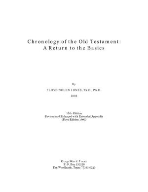 Chronology of Old Testament a Return to Basics